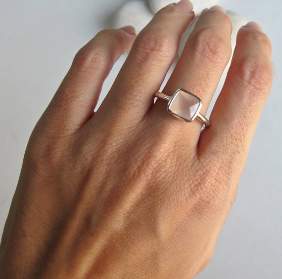 Pink Chalcedony Teardrop Ring - October Birthstone