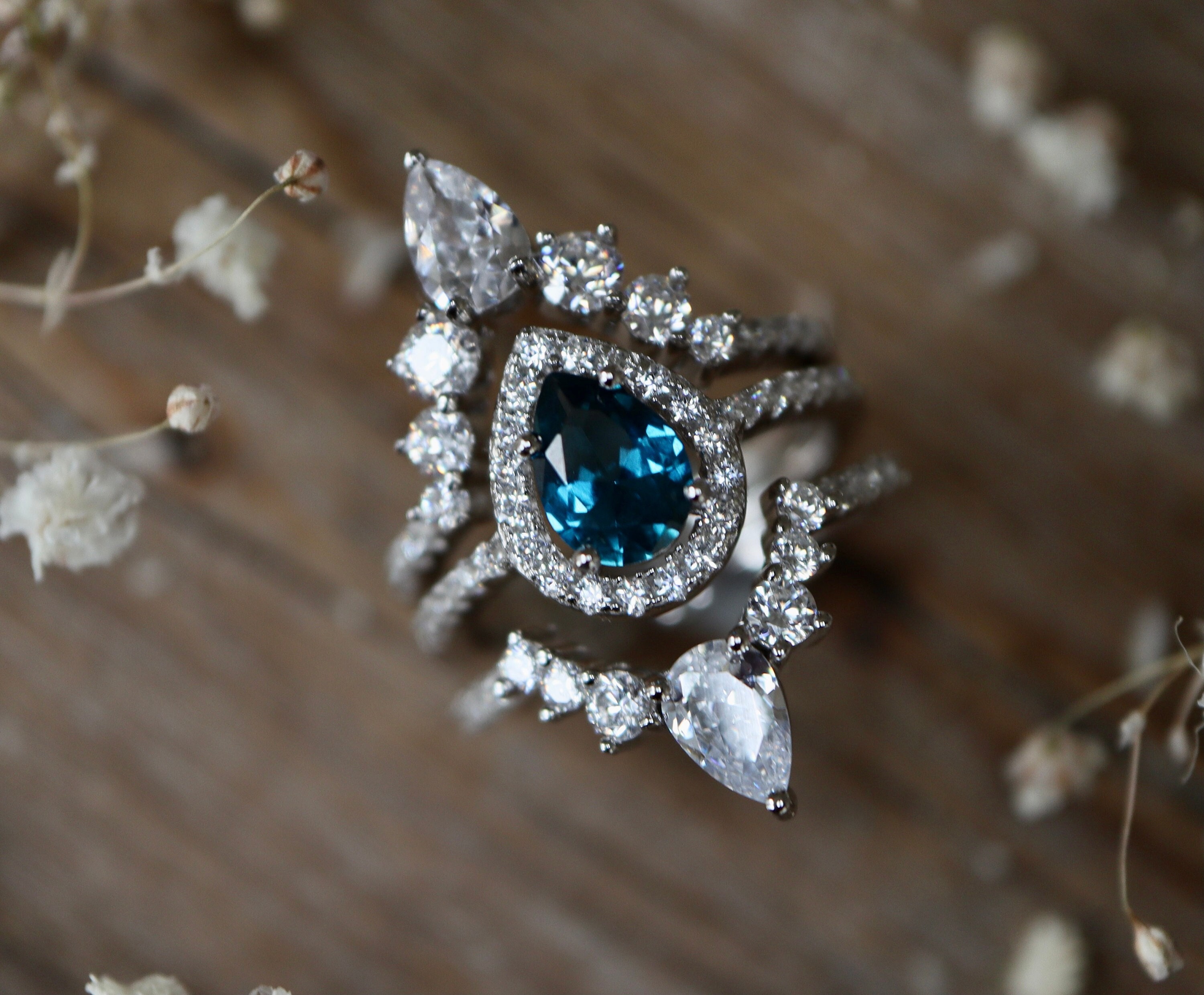 Blue topaz clearance wedding ring set