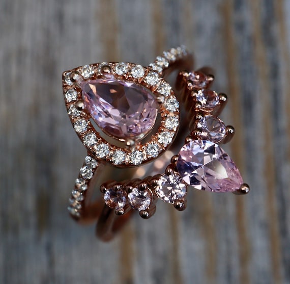hammered rose gold ring set 2 – Fragment Designs Jewellery