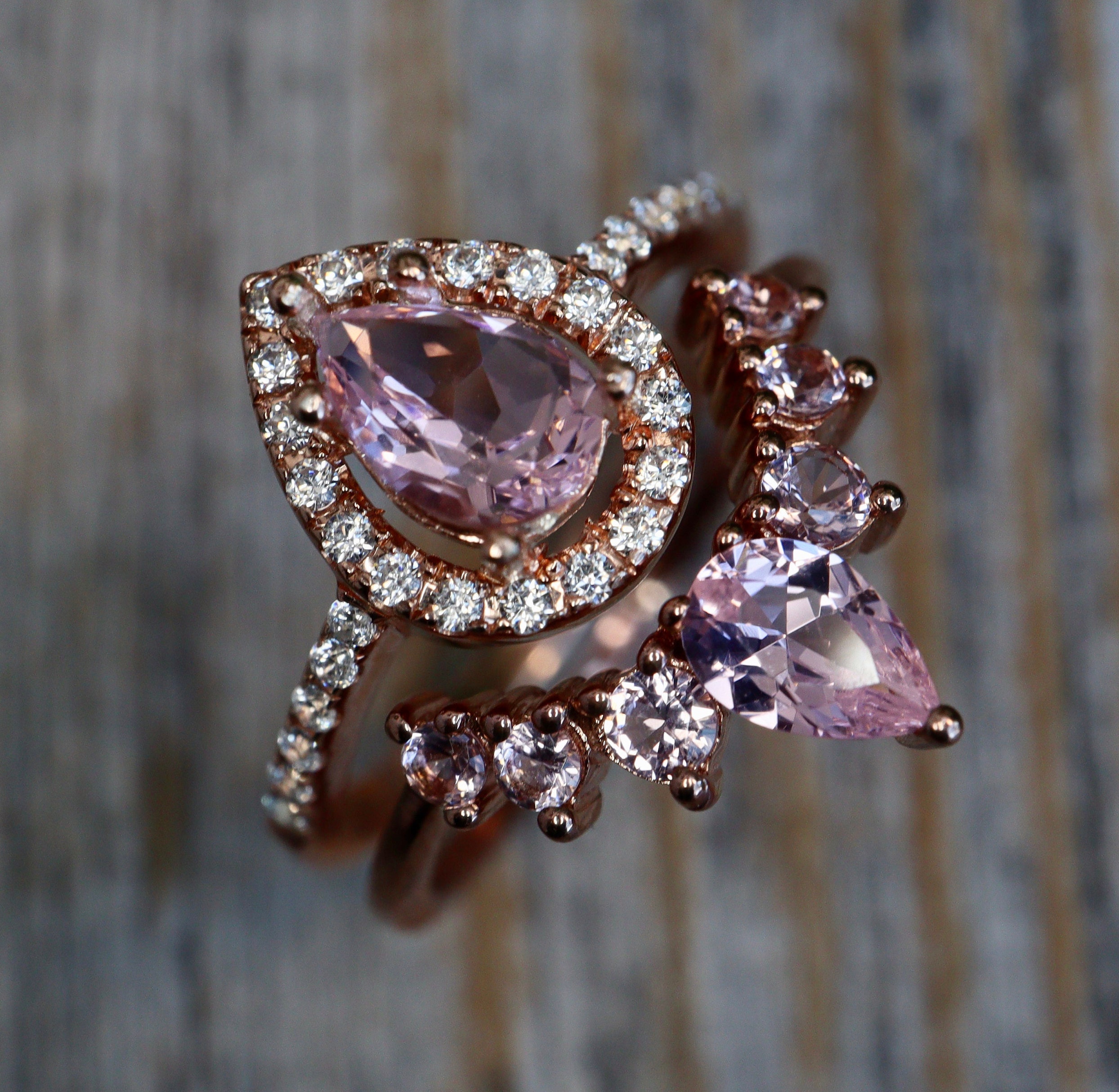 Pink Morganite Ring 1.5CT Oval Morganite Engagement Ring Cluster Ring –  PENFINE