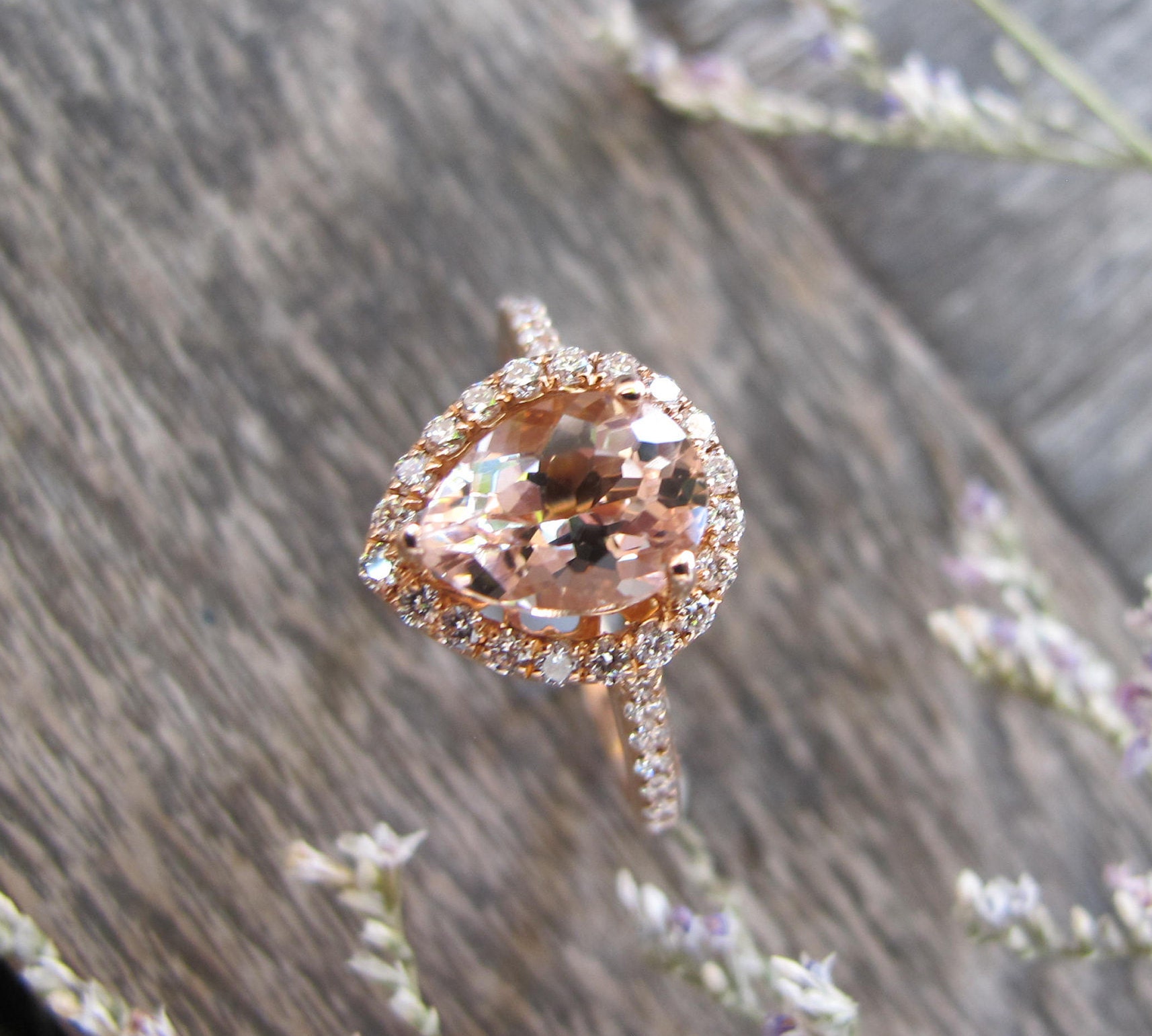 Plain Bezel 1 carat Kite shaped Peach Morganite engagement ring in Ros –  Radhes.com