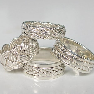 Silver Woven Wedding Band Ring