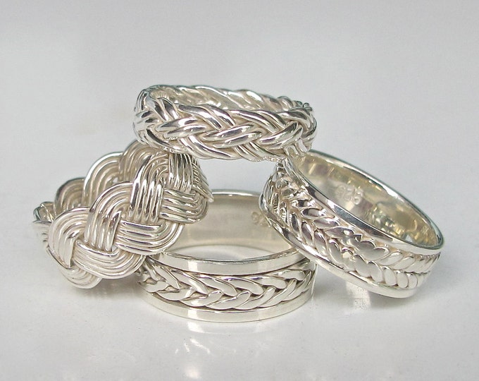 Silver Woven Wedding Band Ring