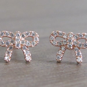 Rose Gold Bow Earring- Crystal Bow Earring- Bow Stud- Bow Earring- Rose Gold Earring- Silver Bow Earring- Silver Stud- Crystal Stud