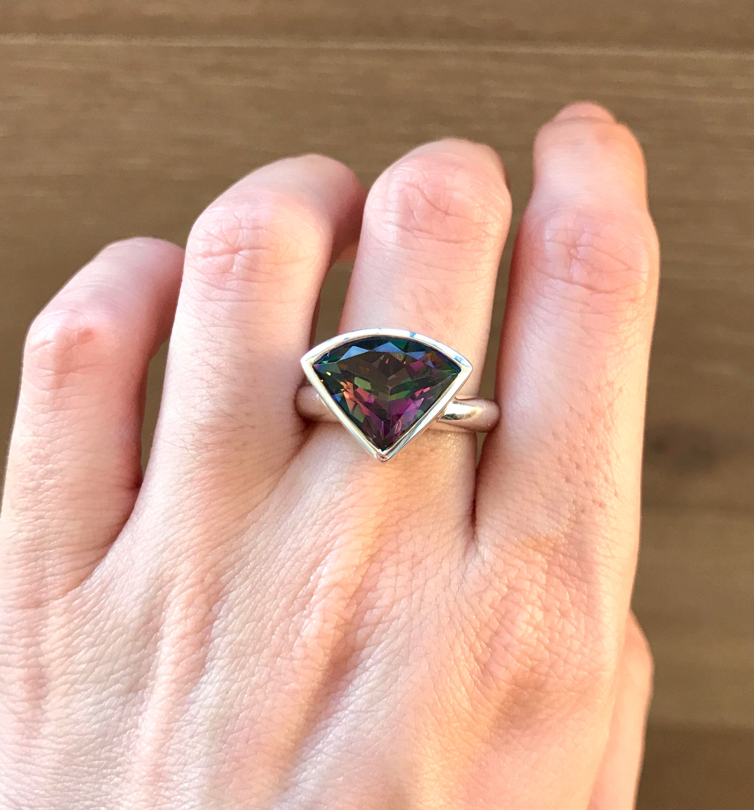 10k Gold, Mystic Topaz Ring, Ladies Right Hand Ring, Channel Set - Ruby Lane