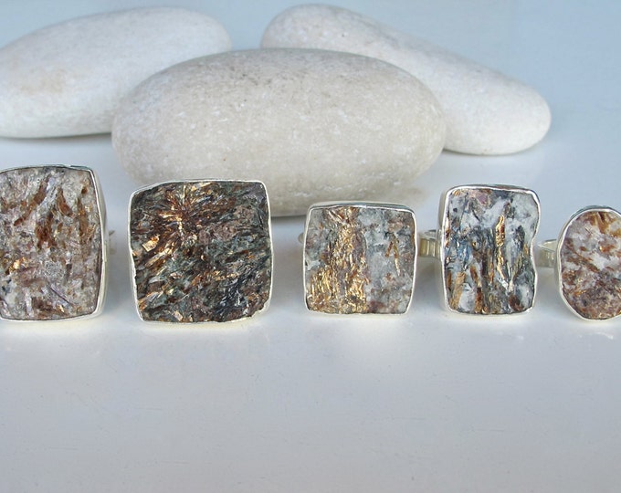 Pyrite Raw Geode Statement Ring- Rock Rectangular Slab Geode Ring- Large Gemstone Ring- Mens Rectangle Stone Ring- Mineral Raw Jewelry