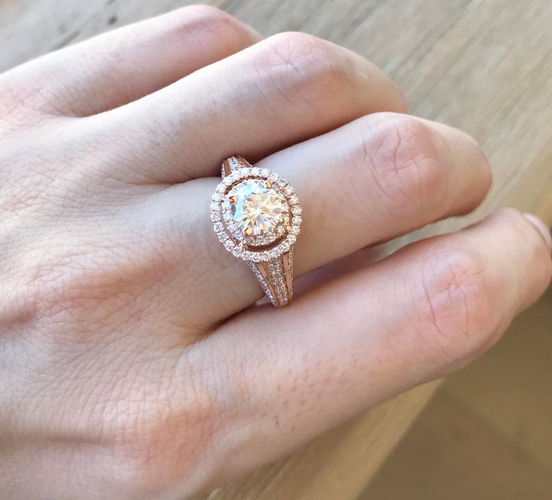 Moissanite Engagement Ring Rose Gold image 5