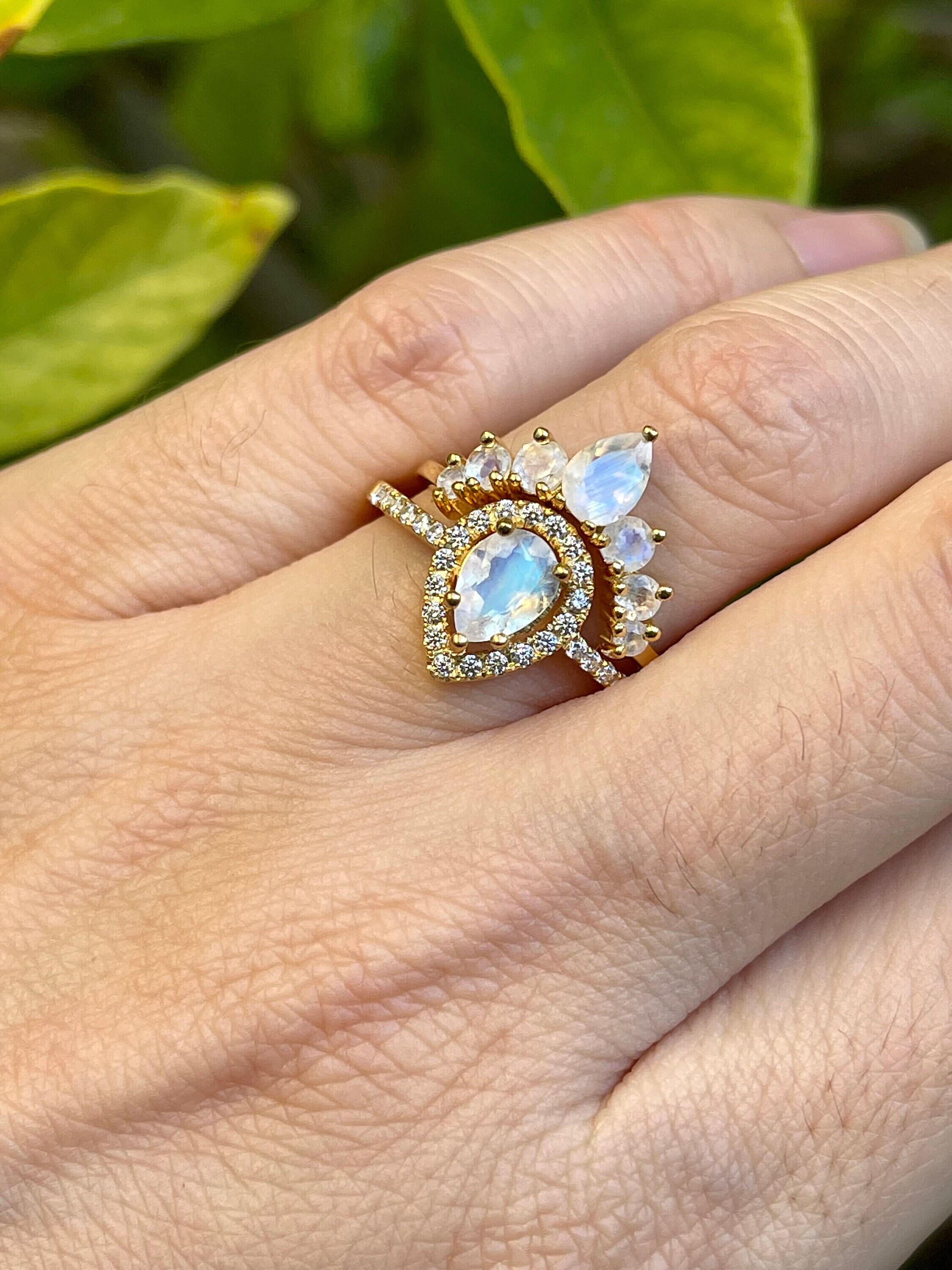 Teardrop moonstone engagement ring store