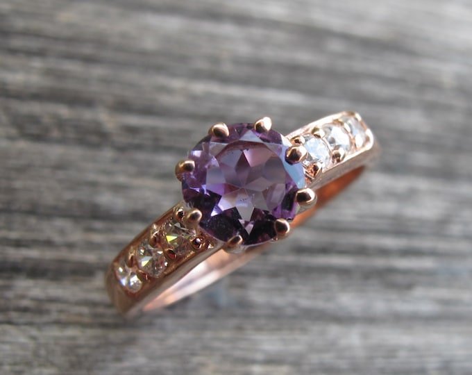 Amethyst Engagement Ring Rose Gold Purple Gemstone Engagement Ring February Birthstone Ring