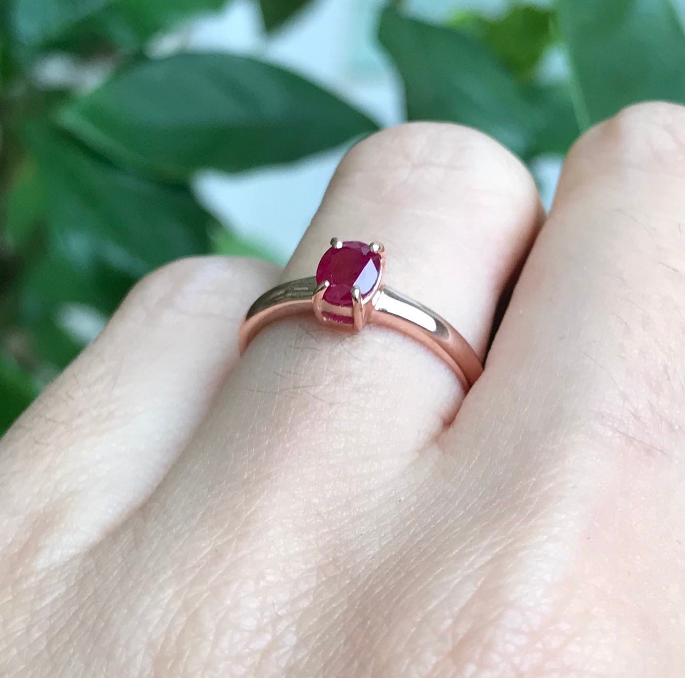 Dainty Ruby Promise Ring Rose Gold Promise Ring Small Genuine Ruby Ring July Birthstone Ring