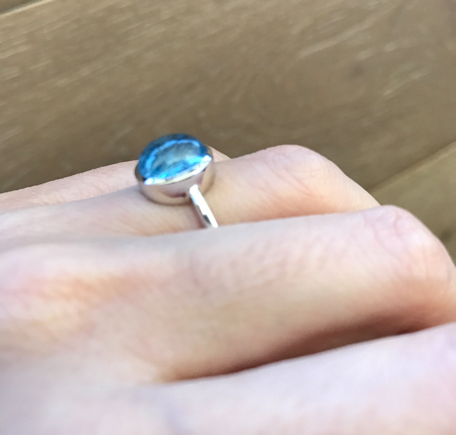 Oval Smooth Aquamarine Ring Aquamarine Cabochon Solitaire Ring March