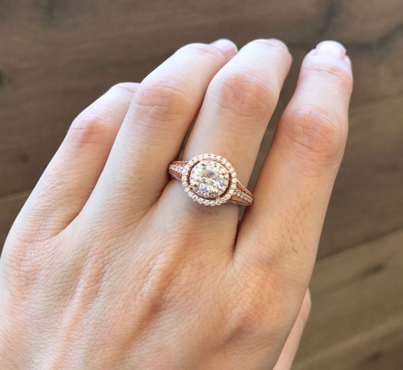 Moissanite Engagement Ring Rose Gold image 4