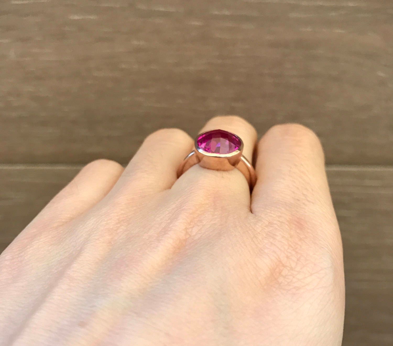 LOVE THIN DISK BAND RING - HOT PINK CHALCEDONY - SO PRETTY CARA COTTER