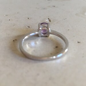 Genuine Amethyst Round Dainty Stackable Ring Purple Amethyst 4 Prong Silver Ring Purple Gemstone Ring February Birthstone Ring image 7