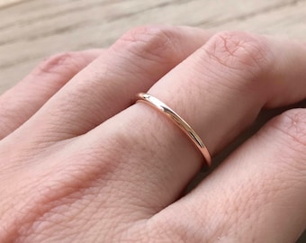 Rose Gold Wedding Band- 14k Rose Gold Band- Womens Wedding Band- Stackable Wedding Band- Simple Wedding Ring