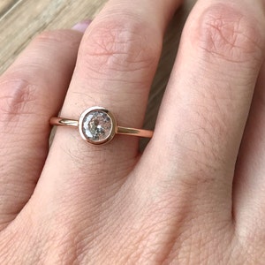 14k Rose Gold Sapphire Ring- White Sapphire Engagement Ring- Sapphire Promise Ring for Her- Simple Bridal Ring- September Birthstone Ring