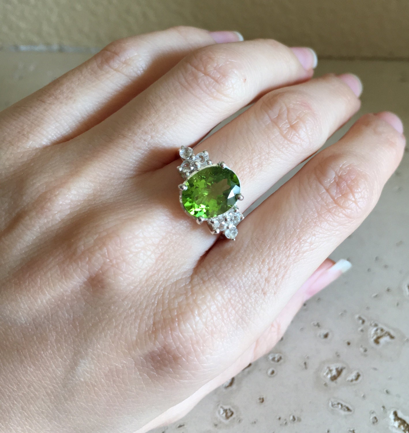 Buy 14k Gold Peridot and Diamond Stackable Ring at Best Price