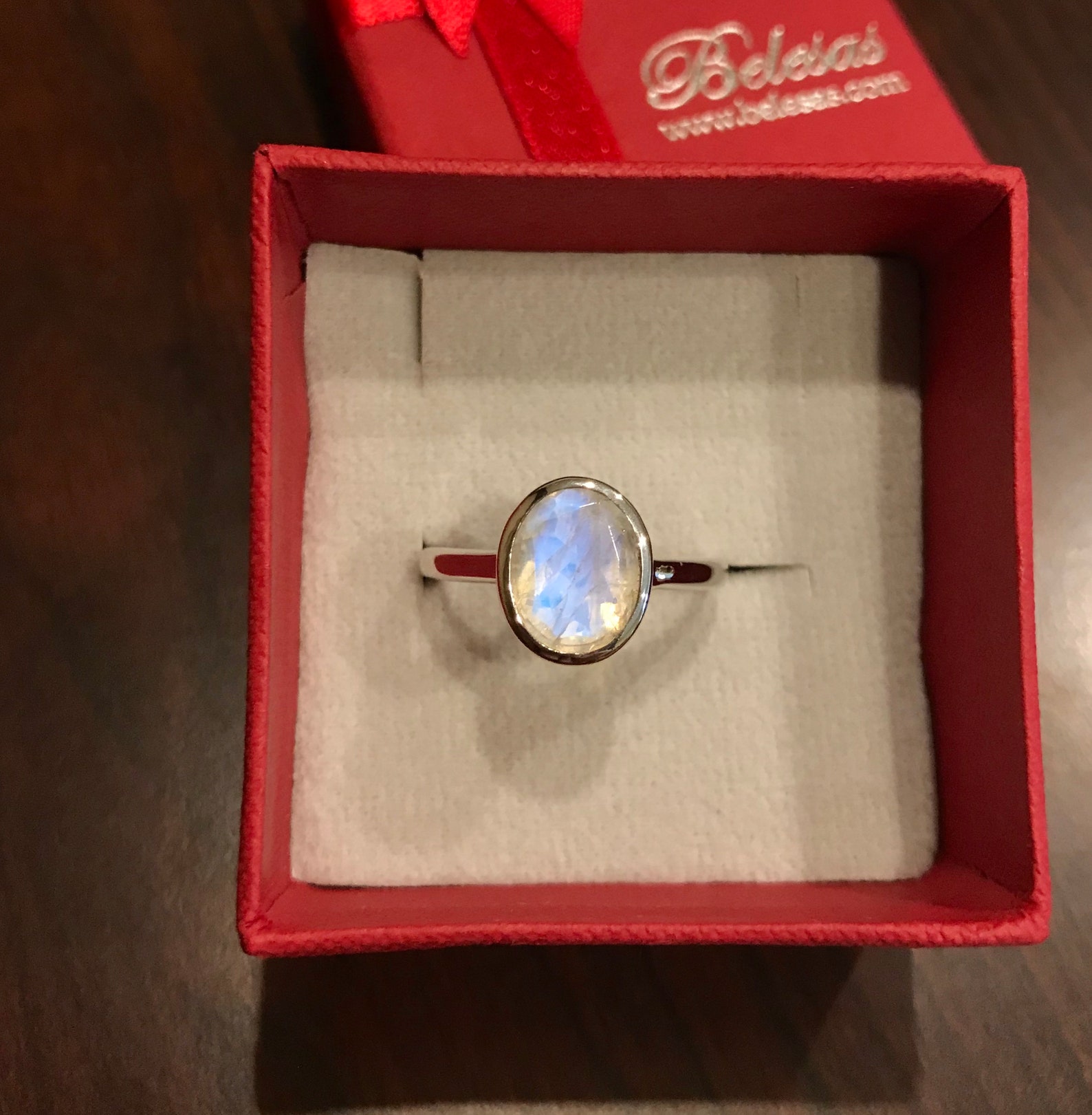 Oval Genuine Moonstone Ring Bezel Natural Moonstone Stackable Etsy