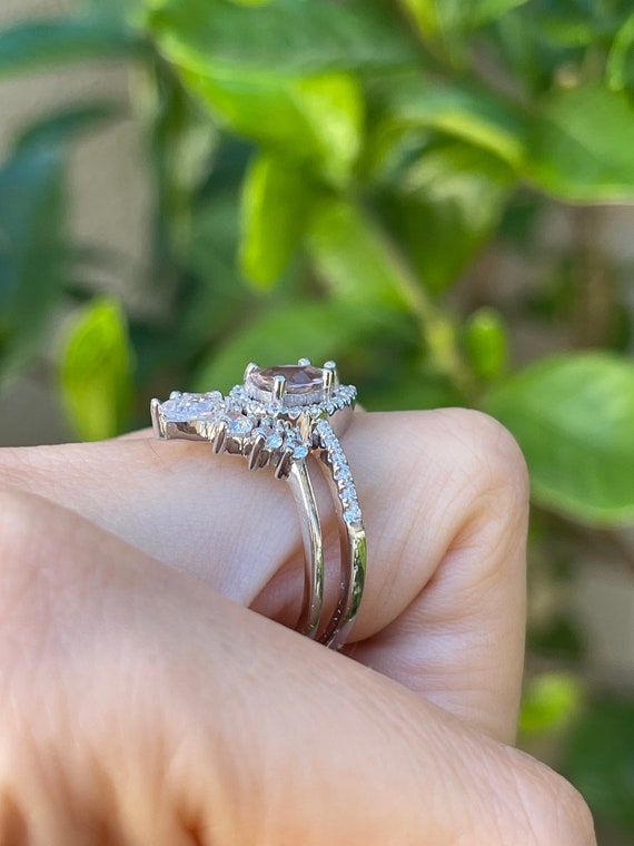 Pear Morganite Promise Ring- Genuine Morganite Engagement Ring