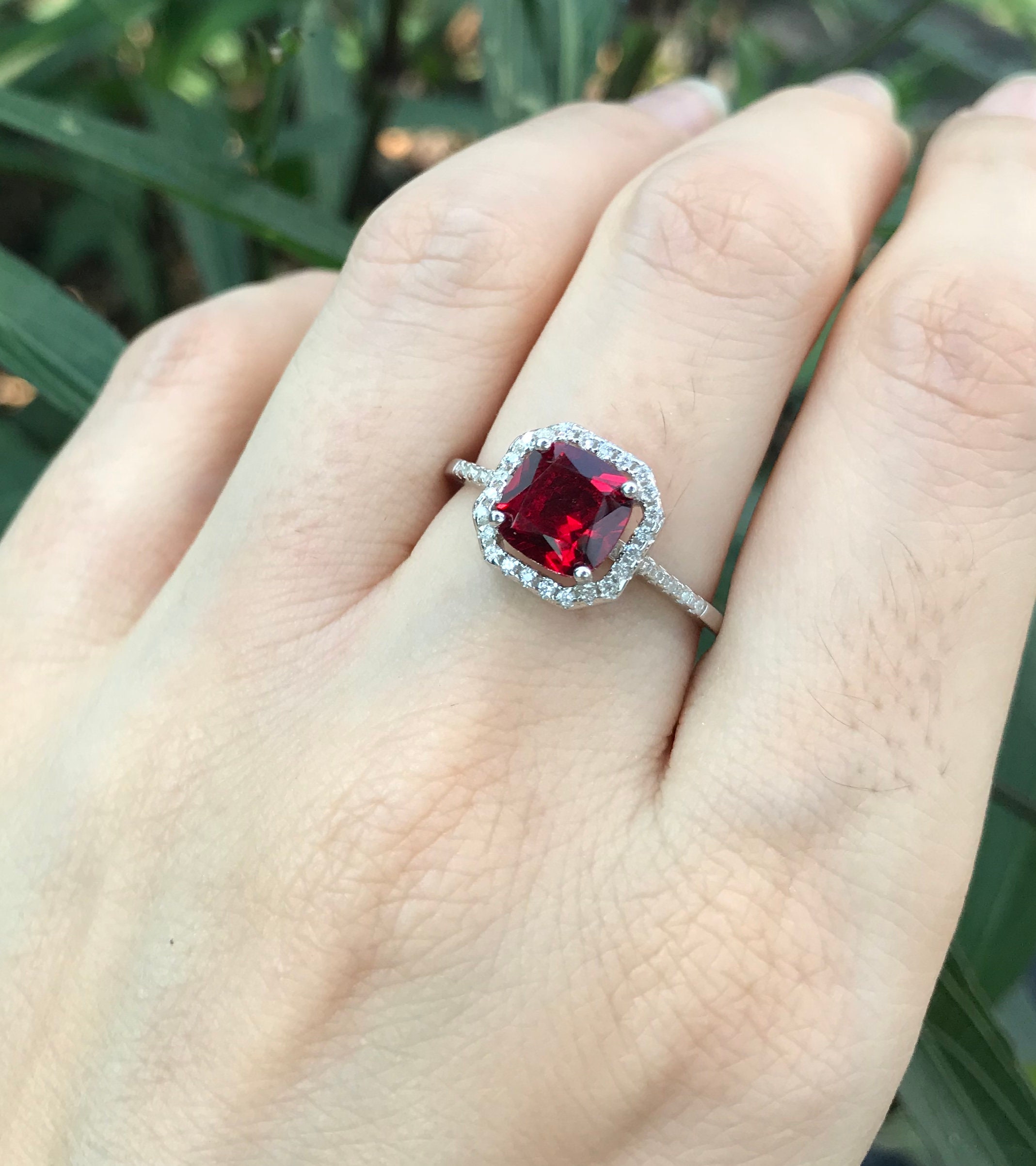 Square ruby and diamond ring online