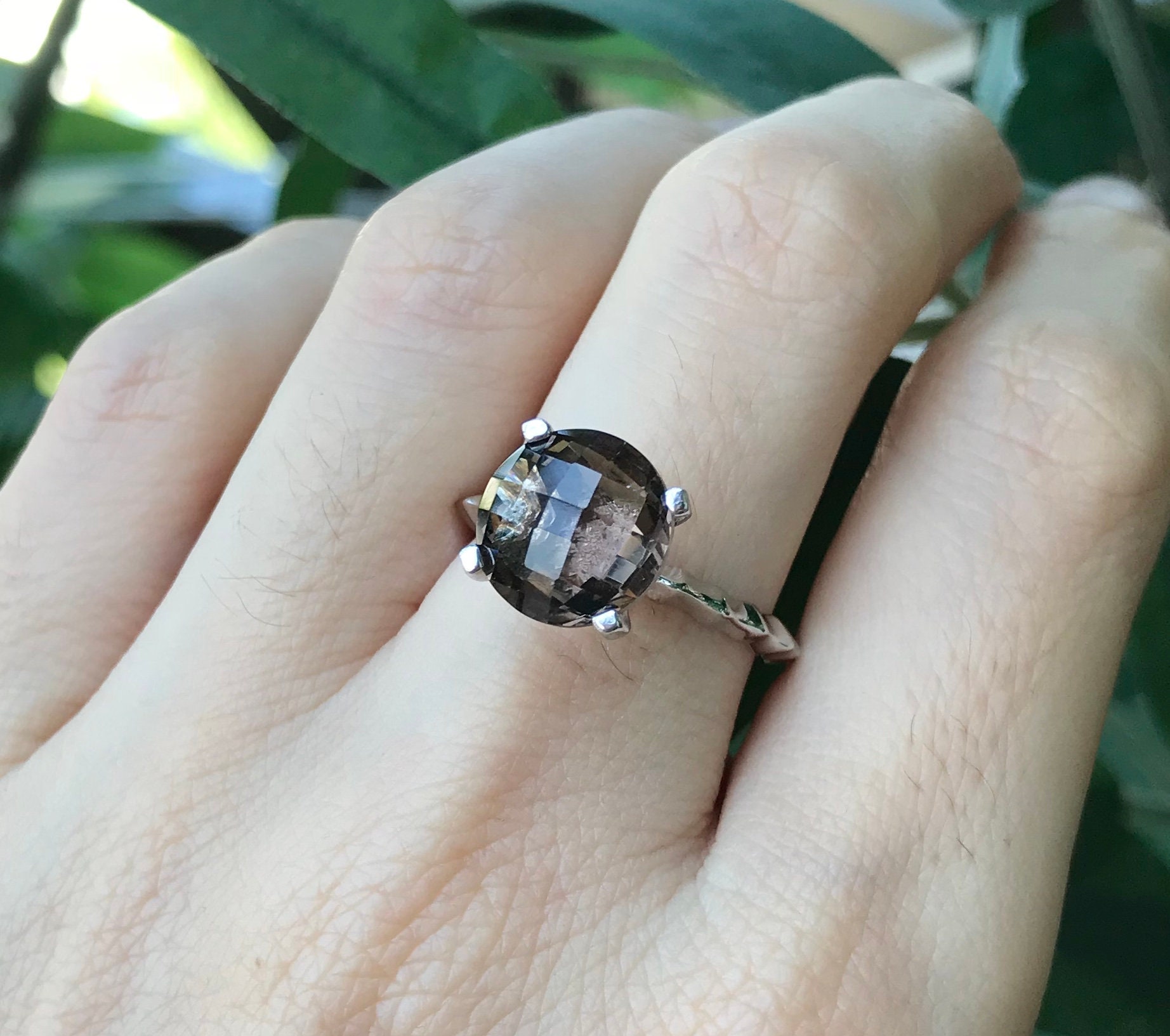 Round Smoky Quartz Stackable Ring Sterling Silver Round Smoky Quartz Stackable Ring Sterling Silver