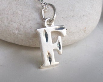 Initial F Necklace- Charm Necklace- Silver Initial Necklace- Statement Necklace- Minimalist Necklace- Necklaces