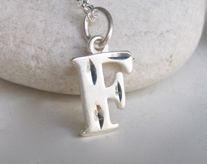 Initial F Necklace- Charm Necklace- Silver Initial Necklace- Statement Necklace- Minimalist Necklace- Necklaces
