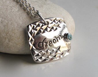 Dream Charm Inspirational Necklaces- Graduation Gifts for Her- Silver Motivational Necklace- Jewelry Gift For Her- Motivational Necklace