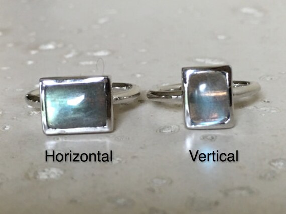 Rectangle Labradorite Boho Sterling Silver Vertical Horizontal