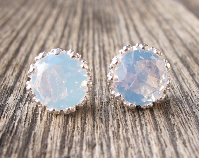 Bohemian Opalite Rainbow Stud- Boho Opal Earrings- Round Festive Stud Earring- Unique Gemstone Earring- October Birthstone Earring