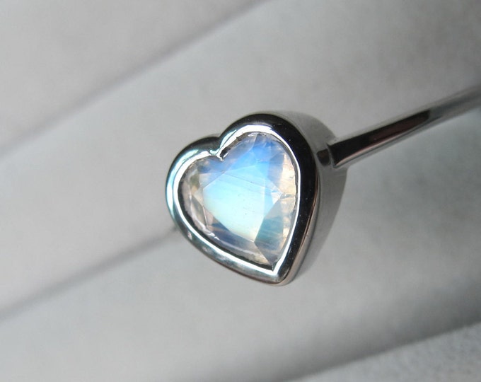 14k Heart Moonstone Promise Bezel Ring- Moonstone Heart Shaped Anniversary Ring- Gift for Her, Girlfriend, Wife, BFF- June Birthstone Ring