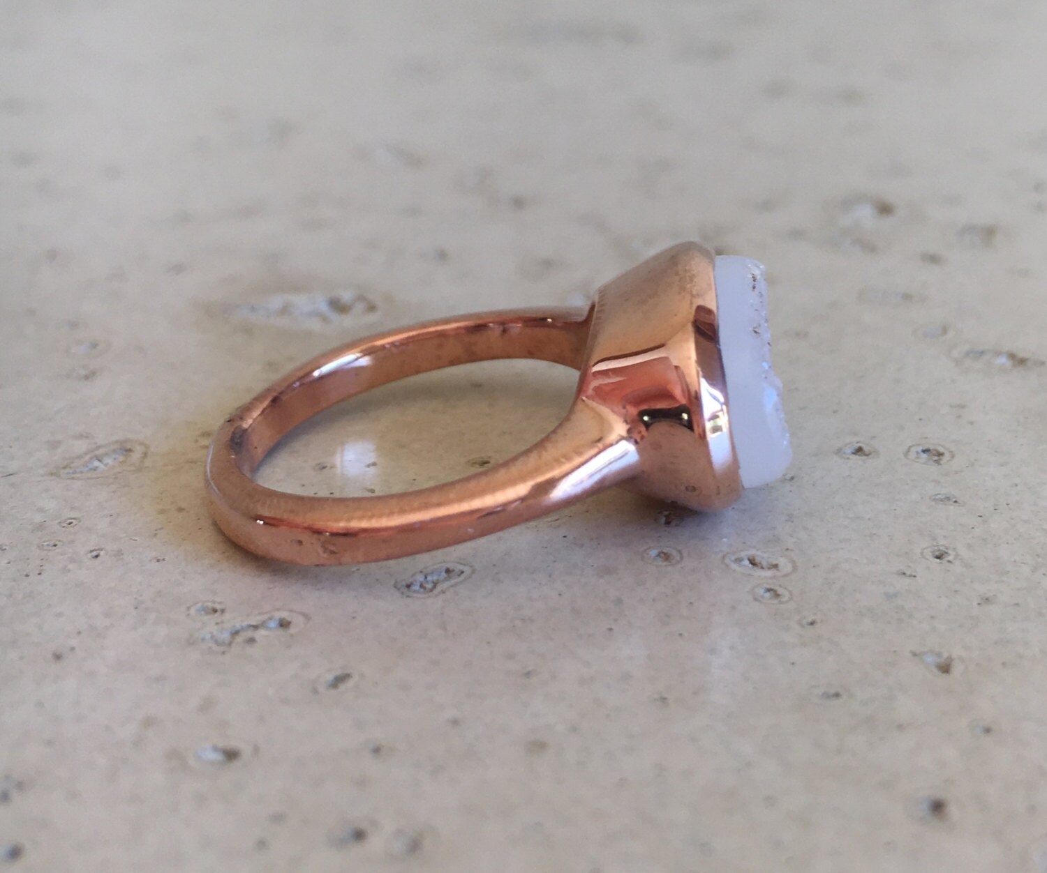 Rose gold druzy clearance ring
