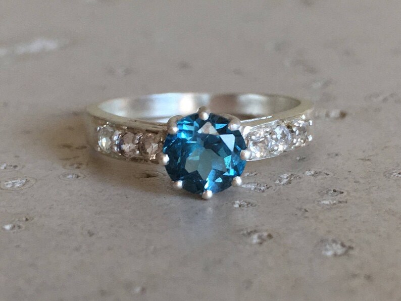 London Blue Topaz Engagement Ring Dark Blue Promise Ring - Etsy