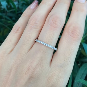 Women Wedding Band 14k Solid Yellow Gold- Cubic Zirconia Half Eterntiy Band- Diamond Simulant Band for Her- Coloress Clear Stackable Band
