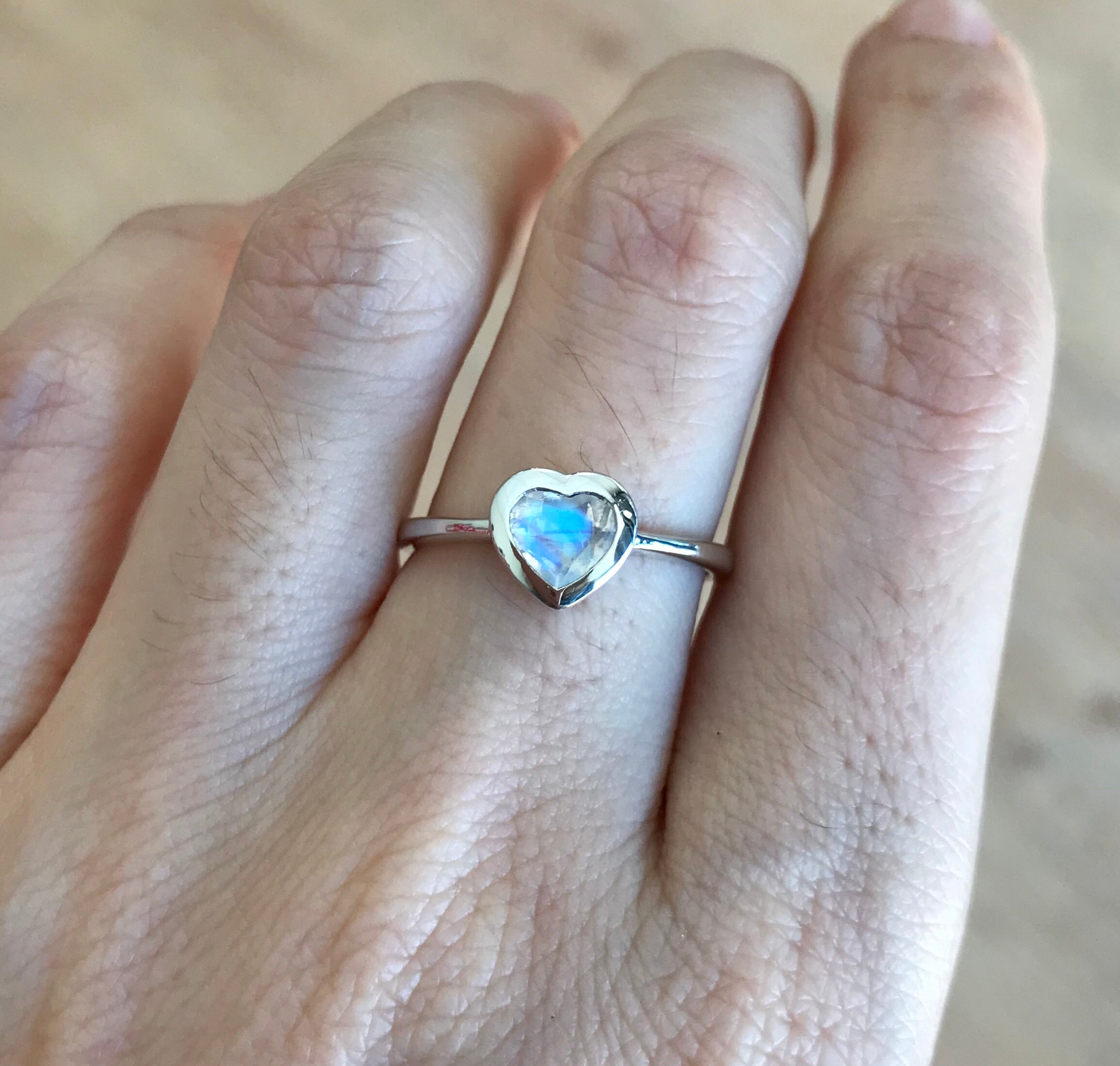 Heart Moonstone Promise Ring Moonstone Heart Shaped Anniversary Ring