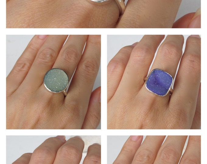 Druzy Solitaire Ring All Sizes Custom Sizing Size 9 Size 10