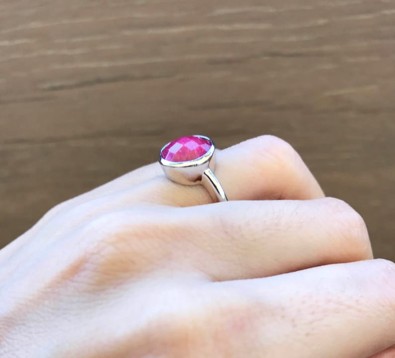Stackable Round Ruby Ring Genuine Raw Ruby Ring July - Etsy