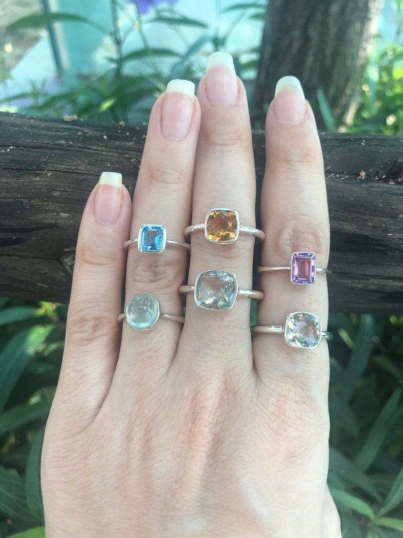 Gemstone Stackable Sterling Silver Ring- Stone Ring Set for Teen ...