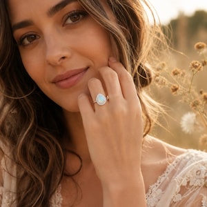 Teardrop Double Halo Genuine Opal Ring image 4