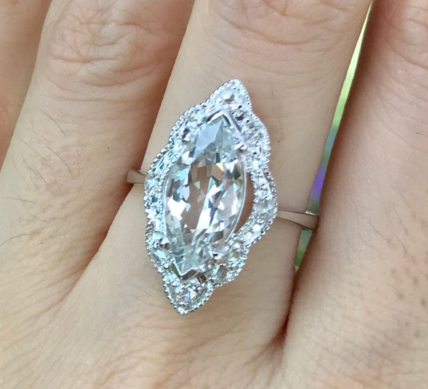 Vintage white topaz on sale engagement rings