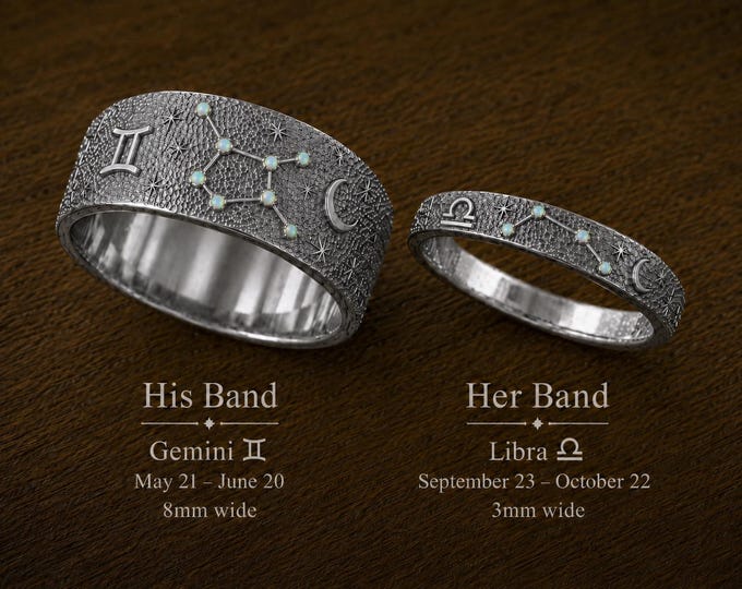 Zodiac Constellation His and Her Wedding Band