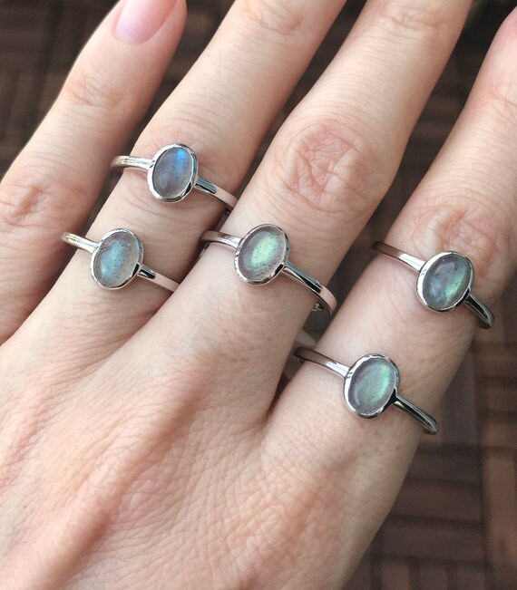 Sterling Silver Labradorite Peridot Stack Ring Sterling Silver Labradorite Peridot Stack Ring