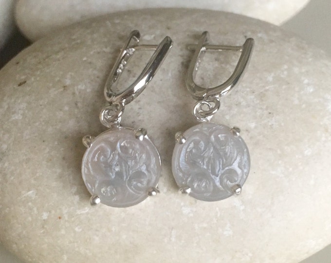 Gray Moonstone Bridal Earring- Wedding Engagement Earring- June Birthstone Earring- Engagement Moonstone Earring- Unique Classic Earring