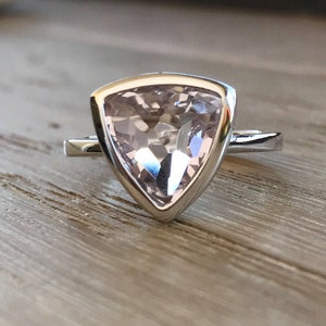 3.50ct Triangle Amethyst Engagement Ring- Purple Amethyst Promise Trillion Ring- February Birthstone Ring Amethyst Silver Ring
