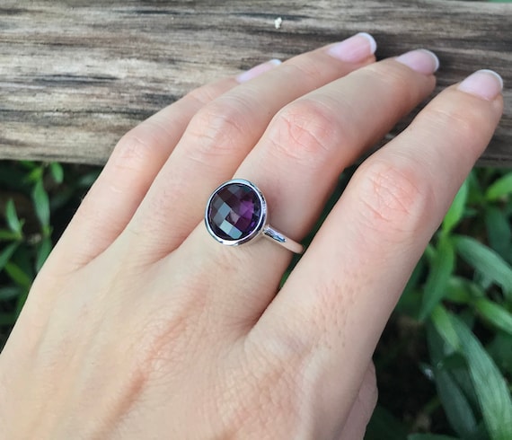 Natural Dark Purple Amethyst Stone Sterling Silver Ring Amethyst Valentine  Gift | eBay