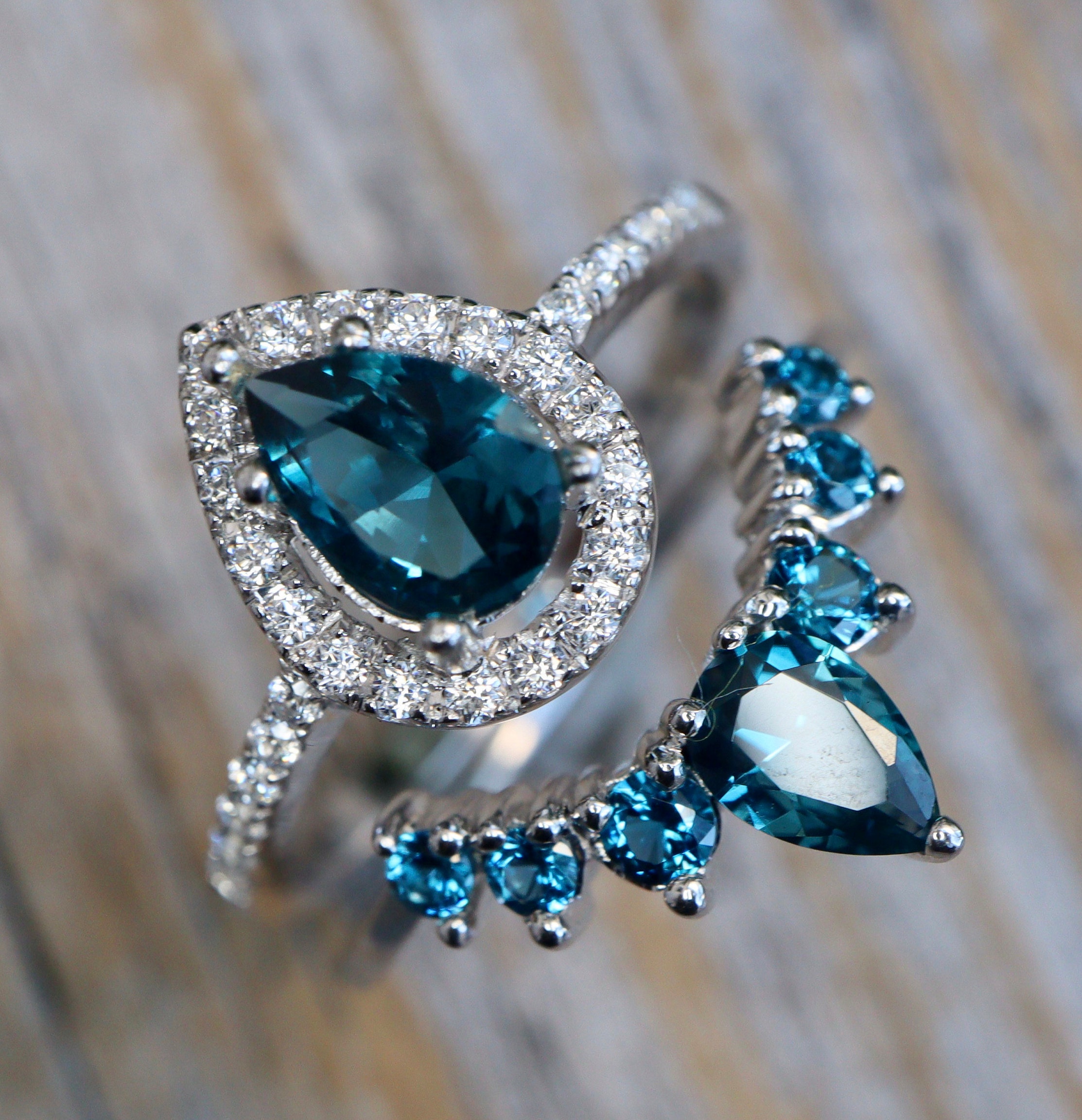 Blue Topaz and Diamond Ring, Blue Topaz Engagement Ring, Blue Topaz Ring  White Gold Statement Ring - Etsy