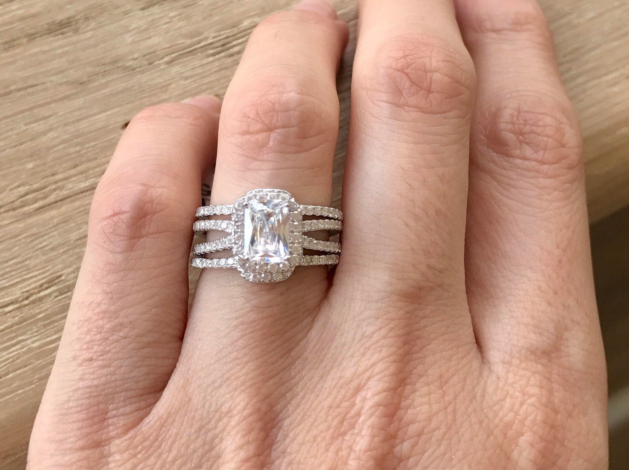 rectangle engagement ring gold