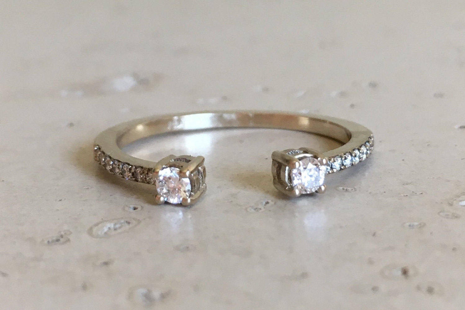 Diamond Cuff Ring Open Diamond Band Stack Simple Diamond