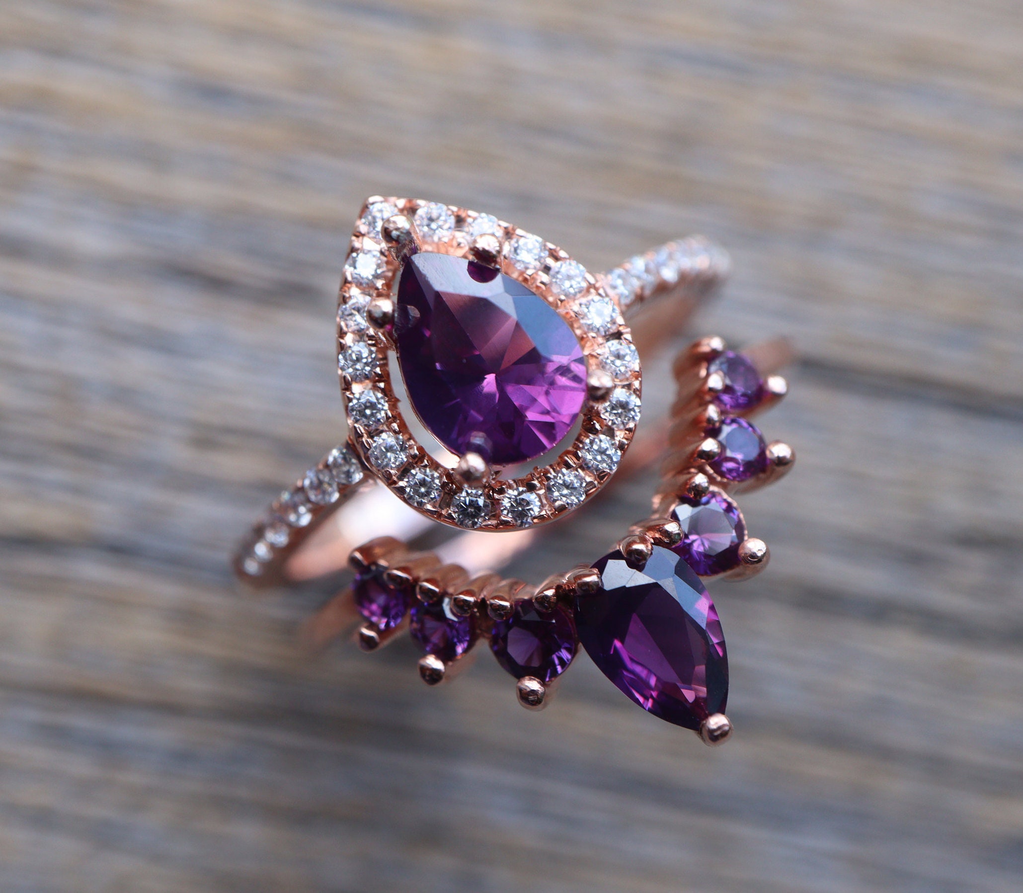 Natural 1ct Purple Amethyst, White Topaz 925 Solid Sterling Silver Engagement  Ring Size 6, 7, 8, 9 | Natural Rocks by Kala