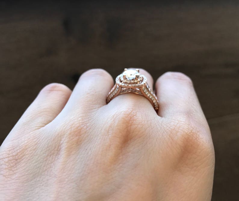 Moissanite Engagement Ring Rose Gold image 10